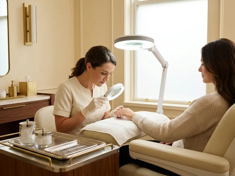 Nail and skin health assessment during a manicure in Clifton Park, NY medspa