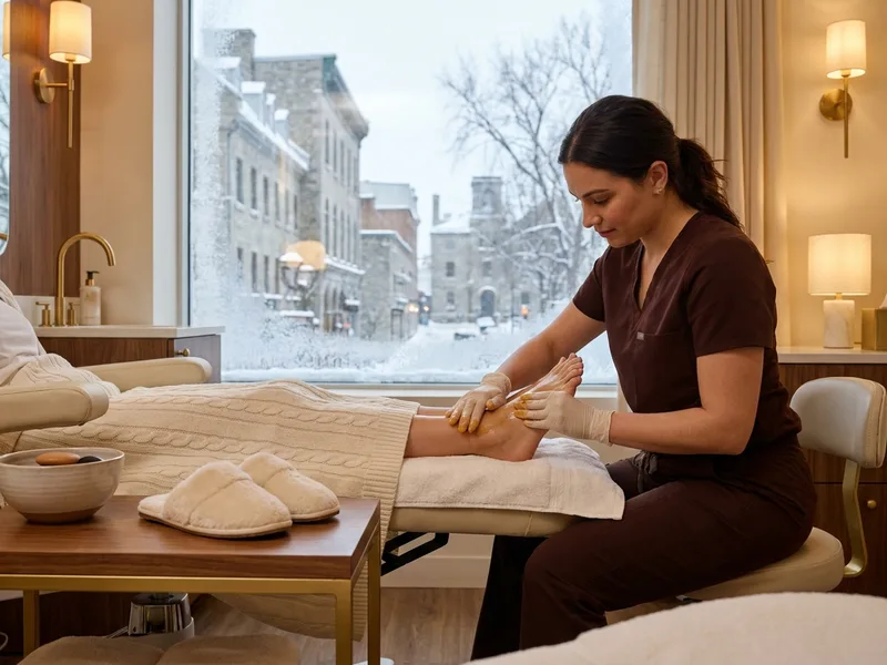 Warm winter foot care treatment at a Clifton Park, NY medspa